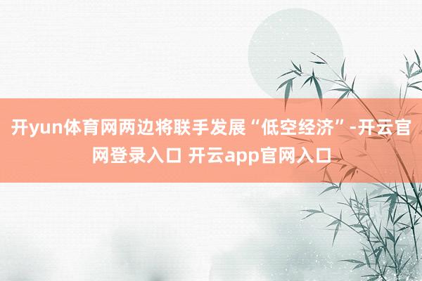 开yun体育网两边将联手发展“低空经济”-开云官网登录入口 开云app官网入口