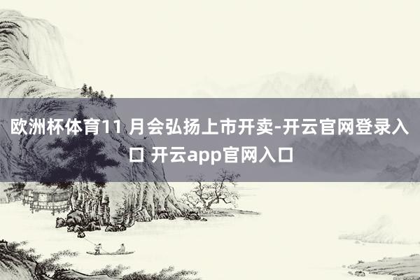 欧洲杯体育11 月会弘扬上市开卖-开云官网登录入口 开云app官网入口