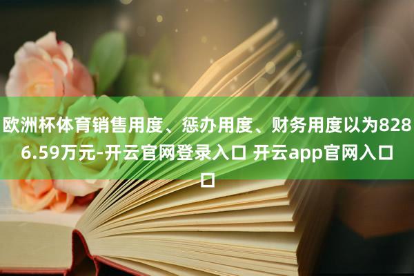 欧洲杯体育销售用度、惩办用度、财务用度以为8286.59万元-开云官网登录入口 开云app官网入口