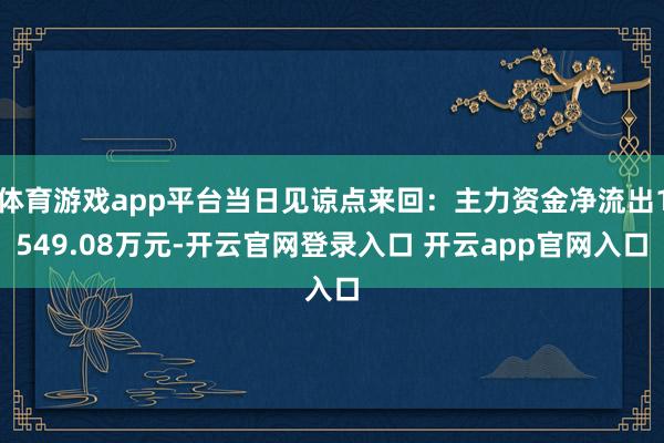 体育游戏app平台当日见谅点来回：主力资金净流出1549.08万元-开云官网登录入口 开云app官网入口